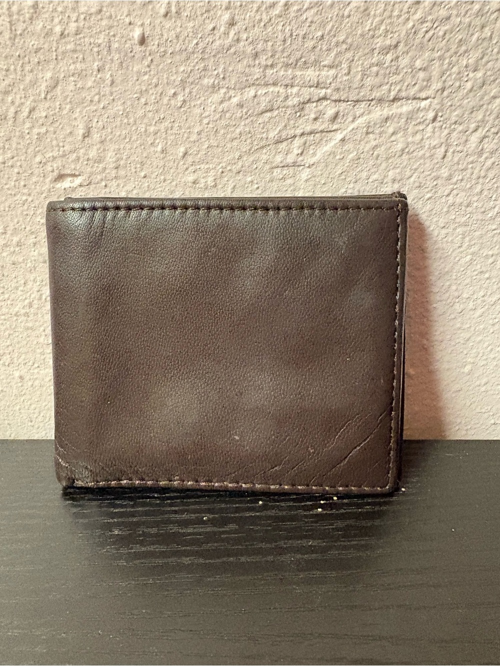 Genuine Leather Brown Bifold Wallet ID Window Card Holder